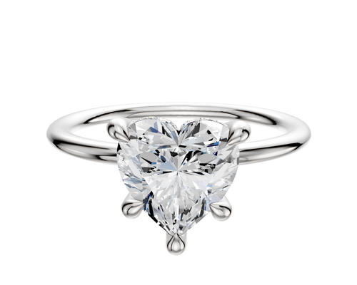 18K White Gold 4 Prong Hidden Halo Classic Dome 1.5mm Engagement Ring