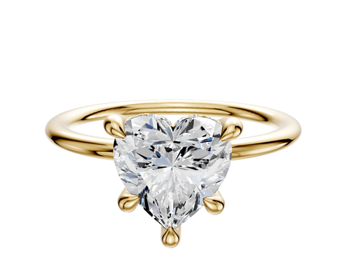 14K Yellow Gold 4 Prong Hidden Halo Classic Dome 1.5mm Engagement Ring
