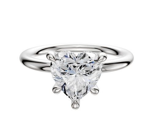 14K White Gold 4 Prong Hidden Halo Classic Dome 2.0mm Engagement Ring