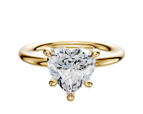 14K Yellow Gold 4 Prong Hidden Halo Classic Dome 2.0mm Engagement Ring