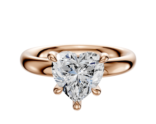 14K Rose Gold 4 Prong Hidden Halo Classic Dome 3.0mm Engagement Ring