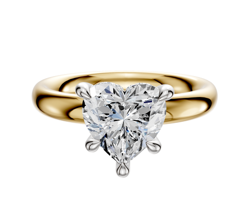 18K Two Tone 4 Prong Hidden Halo Classic Dome 3.0mm Engagement Ring