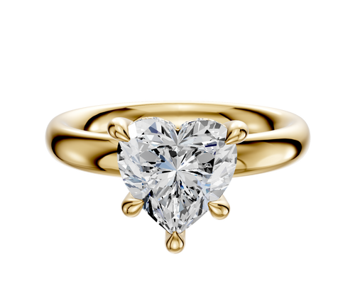 14K Yellow Gold 4 Prong Hidden Halo Classic Dome 3.0mm Engagement Ring