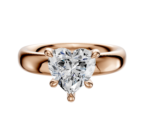 18K Rose Gold 4 Prong Hidden Halo Classic Dome 4.0mm Engagement Ring
