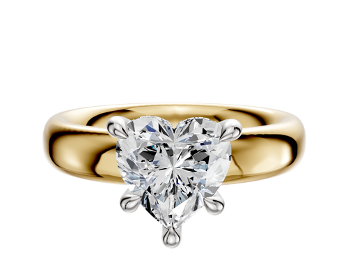 14K Two Tone 4 Prong Hidden Halo Classic Dome 4.0mm Engagement Ring