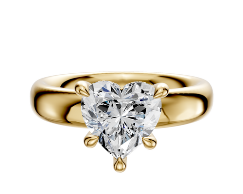 18K Yellow Gold 4 Prong Hidden Halo Classic Dome 4.0mm Engagement Ring