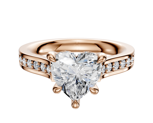 18K Rose Gold 4 Prong Hidden Halo Cathedral Flat 1-Row-Pave 2.5mm Engagement Ring