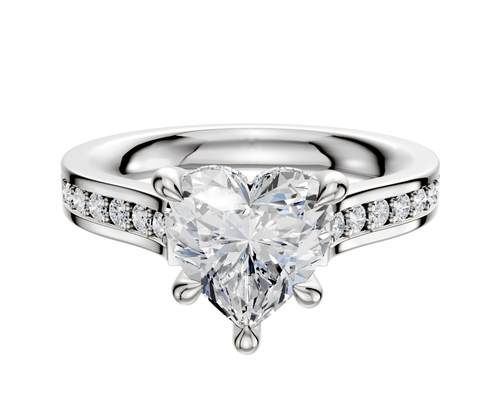 14K White Gold 4 Prong Hidden Halo Cathedral Flat 1-Row-Pave 2.5mm Engagement Ring