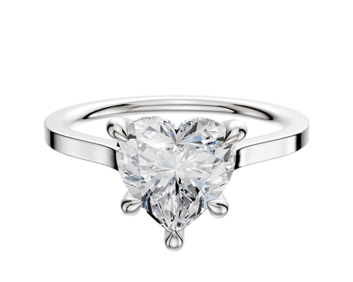 14K White Gold 4 Prong Hidden Halo Cathedral Flat 1.5mm Engagement Ring