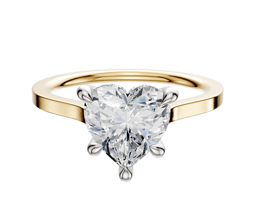 18K Two Tone 4 Prong Hidden Halo Cathedral Flat 1.5mm Engagement Ring