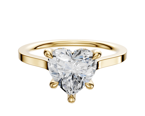 14K Yellow Gold 4 Prong Hidden Halo Cathedral Flat 1.5mm Engagement Ring
