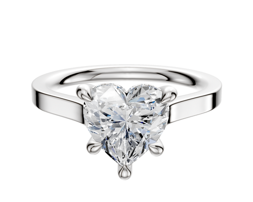 Platinum 4 Prong Hidden Halo Cathedral Flat 2.0mm Engagement Ring