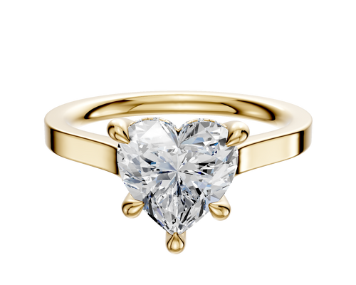 14K Yellow Gold 4 Prong Hidden Halo Cathedral Flat 2.0mm Engagement Ring