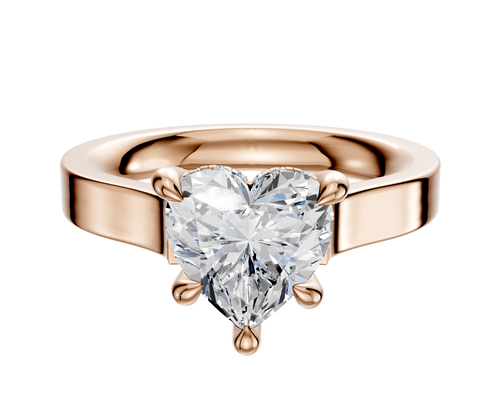 18K Rose Gold 4 Prong Hidden Halo Cathedral Flat 3.0mm Engagement Ring