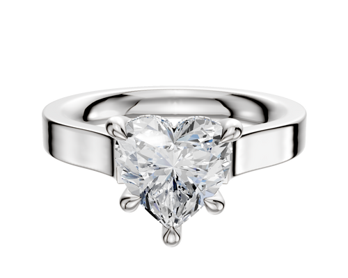14K White Gold 4 Prong Hidden Halo Cathedral Flat 3.0mm Engagement Ring