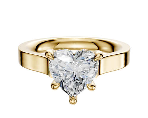 18K Yellow Gold 4 Prong Hidden Halo Cathedral Flat 3.0mm Engagement Ring