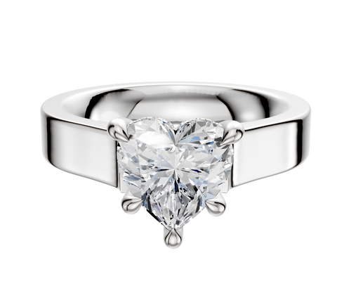 14K White Gold 4 Prong Hidden Halo Cathedral Flat 4.0mm Engagement Ring