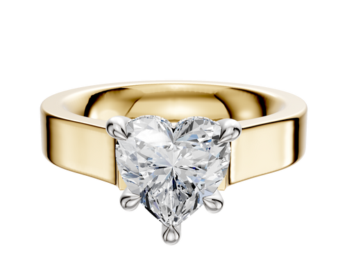 18K Two Tone 4 Prong Hidden Halo Cathedral Flat 4.0mm Engagement Ring