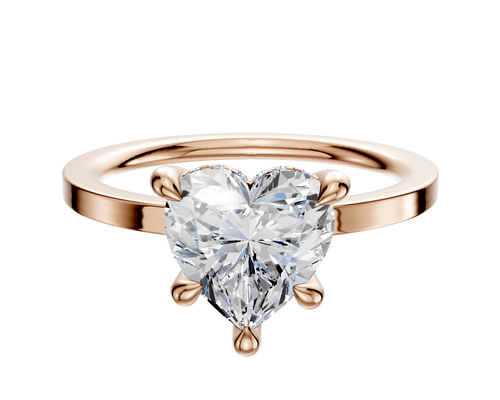 14K Rose Gold 4 Prong Hidden Halo Classic Flat 1.5mm Engagement Ring