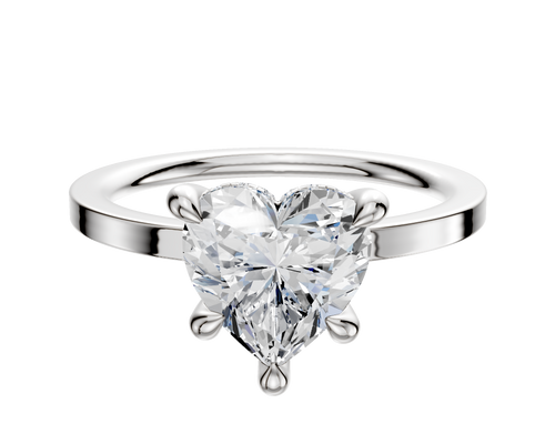 Platinum 4 Prong Hidden Halo Classic Flat 1.5mm Engagement Ring