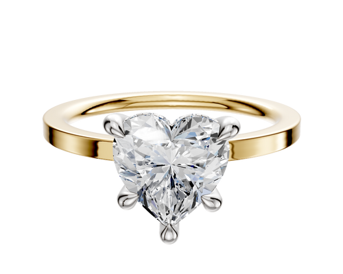 14K Two Tone 4 Prong Hidden Halo Classic Flat 1.5mm Engagement Ring