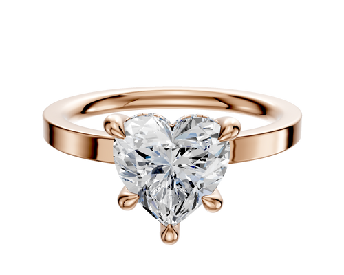 18K Rose Gold 4 Prong Hidden Halo Classic Flat 2.0mm Engagement Ring