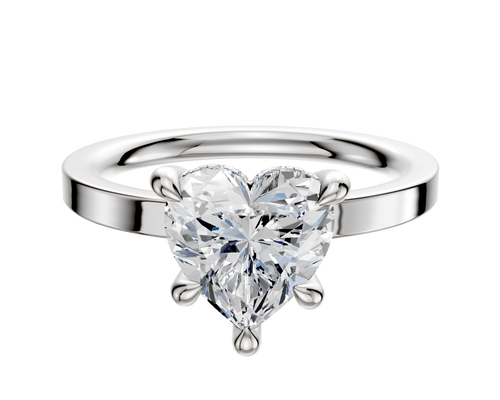 18K White Gold 4 Prong Hidden Halo Classic Flat 2.0mm Engagement Ring