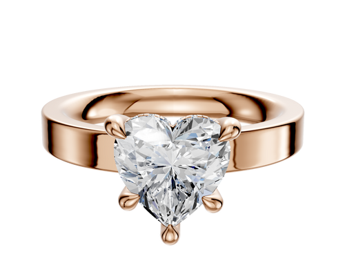 18K Rose Gold 4 Prong Hidden Halo Classic Flat 3.0mm Engagement Ring