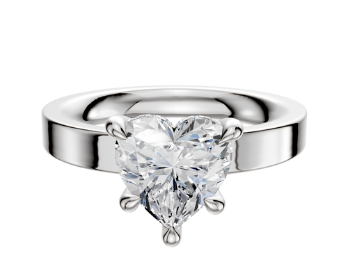 14K White Gold 4 Prong Hidden Halo Classic Flat 3.0mm Engagement Ring