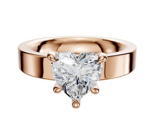 18K Rose Gold 4 Prong Hidden Halo Classic Flat 4.0mm Engagement Ring