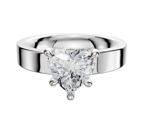 14K White Gold 4 Prong Hidden Halo Classic Flat 4.0mm Engagement Ring