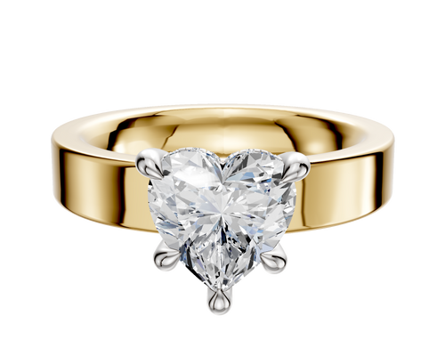 14K Two Tone 4 Prong Hidden Halo Classic Flat 4.0mm Engagement Ring