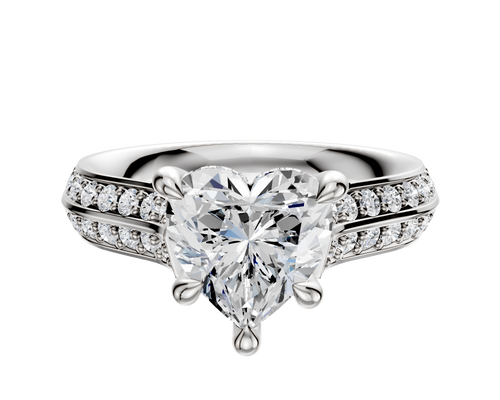 Platinum 4 Prong Hidden Halo Cathedral Knife Edge 1-Row-Pave 2.5mm Engagement Ring