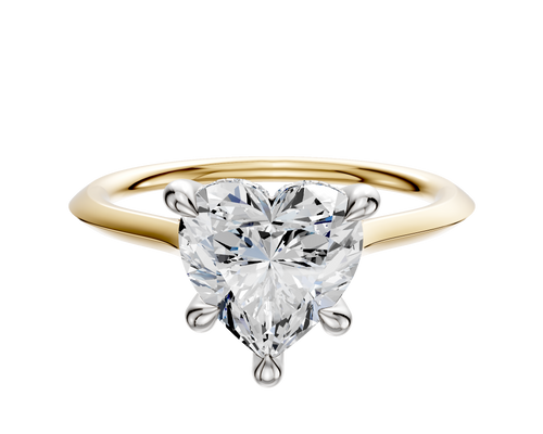 18K Two Tone 4 Prong Hidden Halo Cathedral Knife Edge 1.5mm Engagement Ring