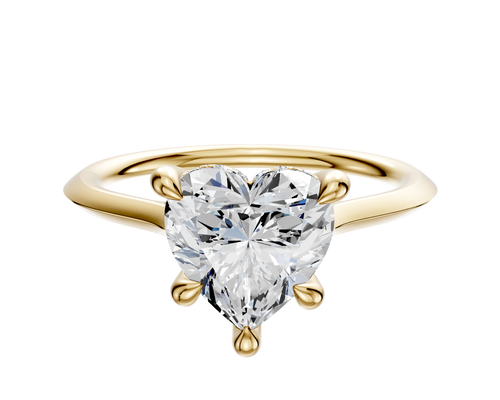 18K Yellow Gold 4 Prong Hidden Halo Cathedral Knife Edge 1.5mm Engagement Ring