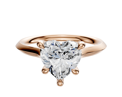18K Rose Gold 4 Prong Hidden Halo Cathedral Knife Edge 2.0mm Engagement Ring