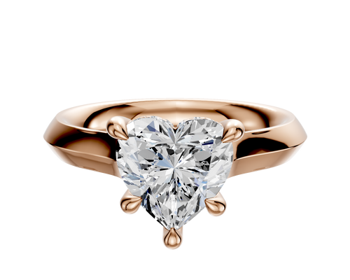 18K Rose Gold 4 Prong Hidden Halo Cathedral Knife Edge 3.0mm Engagement Ring