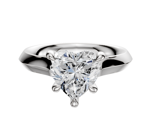 18K White Gold 4 Prong Hidden Halo Cathedral Knife Edge 3.0mm Engagement Ring