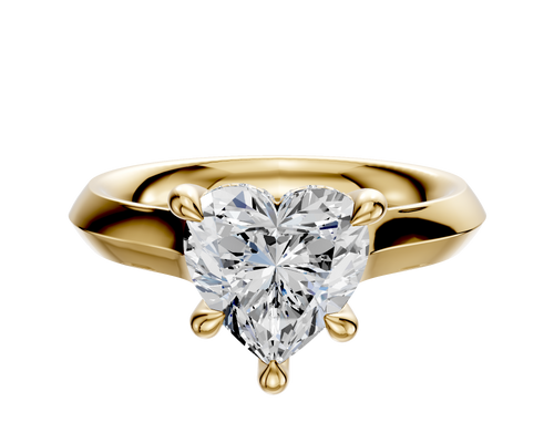 18K Yellow Gold 4 Prong Hidden Halo Cathedral Knife Edge 3.0mm Engagement Ring