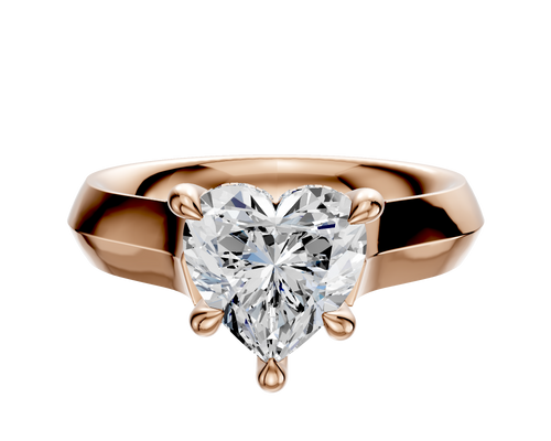 14K Rose Gold 4 Prong Hidden Halo Cathedral Knife Edge 4.0mm Engagement Ring