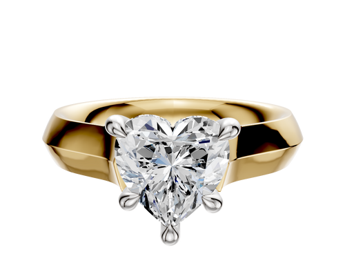14K Two Tone 4 Prong Hidden Halo Cathedral Knife Edge 4.0mm Engagement Ring