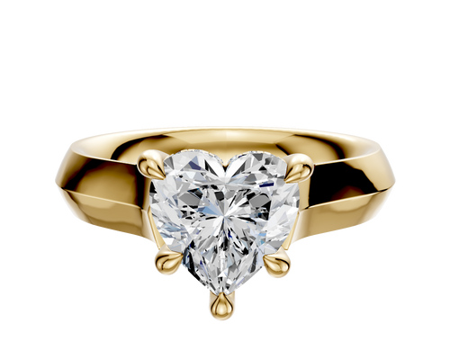 18K Yellow Gold 4 Prong Hidden Halo Cathedral Knife Edge 4.0mm Engagement Ring