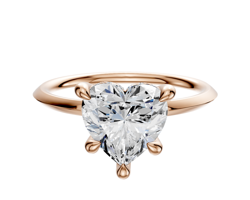 18K Rose Gold 4 Prong Hidden Halo Classic Knife Edge 1.5mm Engagement Ring