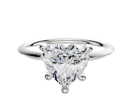 18K White Gold 4 Prong Hidden Halo Classic Knife Edge 1.5mm Engagement Ring