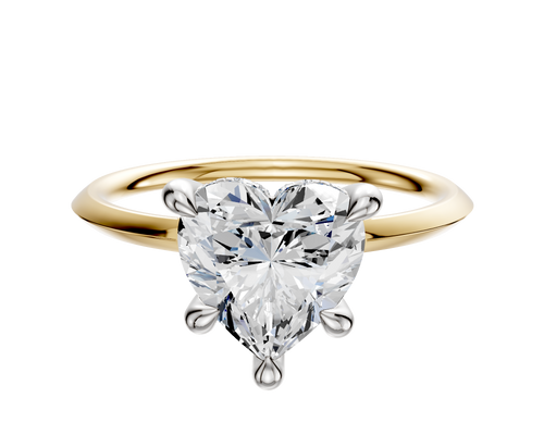 18K Two Tone 4 Prong Hidden Halo Classic Knife Edge 1.5mm Engagement Ring