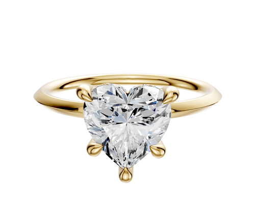 14K Yellow Gold 4 Prong Hidden Halo Classic Knife Edge 1.5mm Engagement Ring