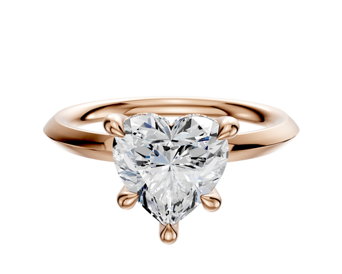 18K Rose Gold 4 Prong Hidden Halo Classic Knife Edge 2.0mm Engagement Ring