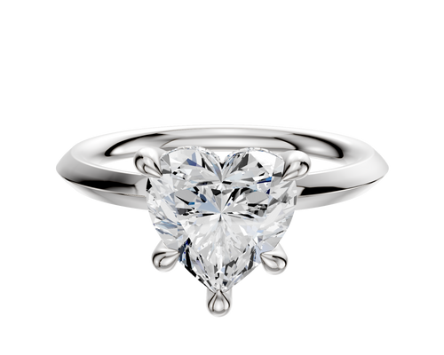 18K White Gold 4 Prong Hidden Halo Classic Knife Edge 2.0mm Engagement Ring