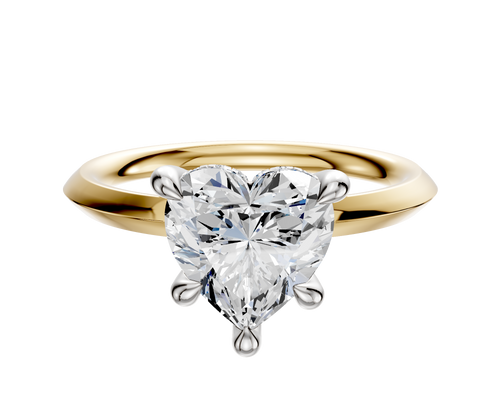 18K Two Tone 4 Prong Hidden Halo Classic Knife Edge 2.0mm Engagement Ring