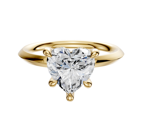 14K Yellow Gold 4 Prong Hidden Halo Classic Knife Edge 2.0mm Engagement Ring